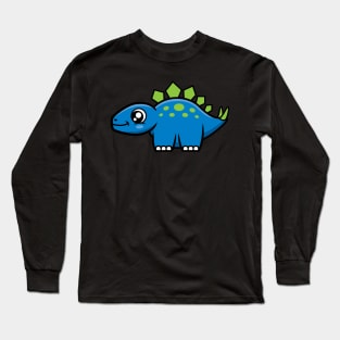 Stegosaurus Dinosaur (Blue and Green) Long Sleeve T-Shirt